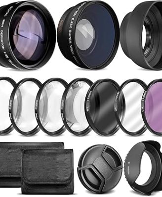 Ultra Deluxe Lens Kit for Canon Rebel T3, T5, T5i, T6, T6i, T7, T7i, EOS 80D, EOS 77D Cameras with Canon EF-S 18-55mm is II Lens - Includes: 7pc 58mm Filter Set + 58mm Wide Angle and Telephoto Lens