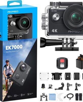 AKASO EK7000 4K30FPS 20MP WiFi Action Camera with EIS Ultra HD 131FT Waterproof Underwater Camera Remote Control 4X Zoom Support External Microphone Black