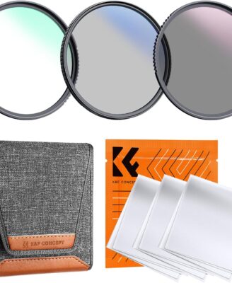 K&F Concept 67mm UV/CPL/ND Lens Filter Kit (3 Pieces)-18 Multi-Layer Coatings, UV Filter + Polarizer Filter + Neutral Density Filter (ND4) + Cleaning Cloth+ Filter Pouch for Camera Lens (K-Series)
