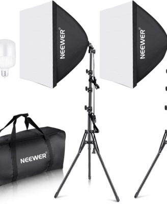 NEEWER 700W Equivalent Softbox Lighting Kit, 2Pack UL Certified 5700K LED Lighting Bulbs, 24x24 inches Softboxes with E26 Socket, Photography Continuous Lighting Kit Photo Studio Equipment